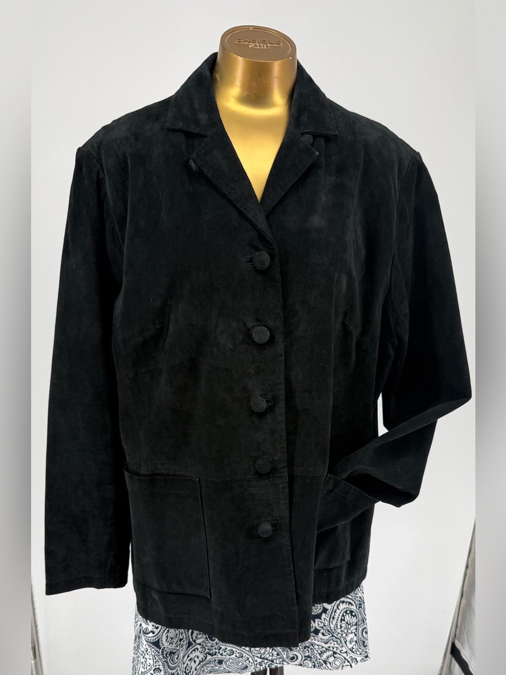 Stan Herman Studio Black Suede Button-Front Women’s Jacket Size XL